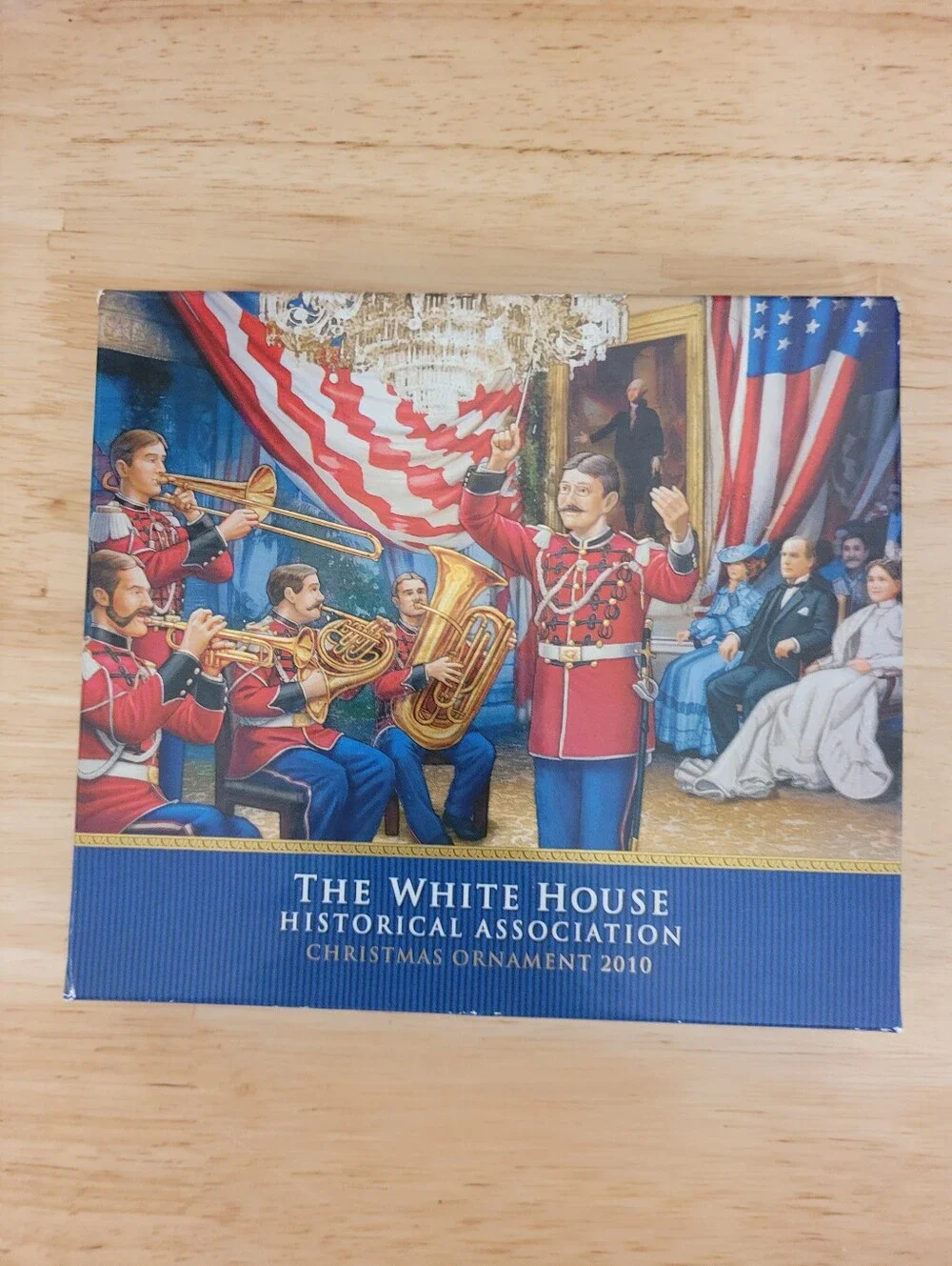 New 2010 White House Christmas Ornament Army Navy Reception 1900 Music Boxed